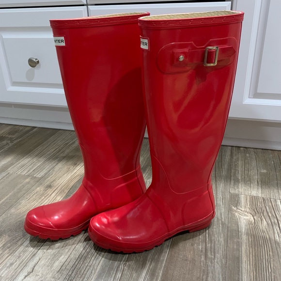 Glossy Red Hunter Rain Boots 